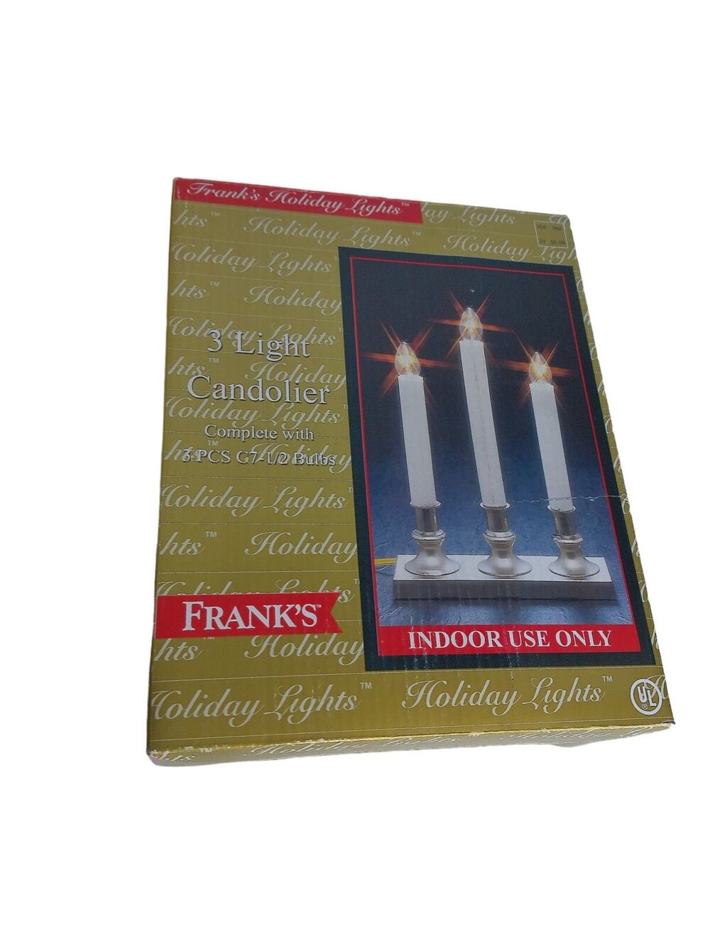 Vintage Frank's Holiday Lights 3-Lite Electric Christmas Window Candolier